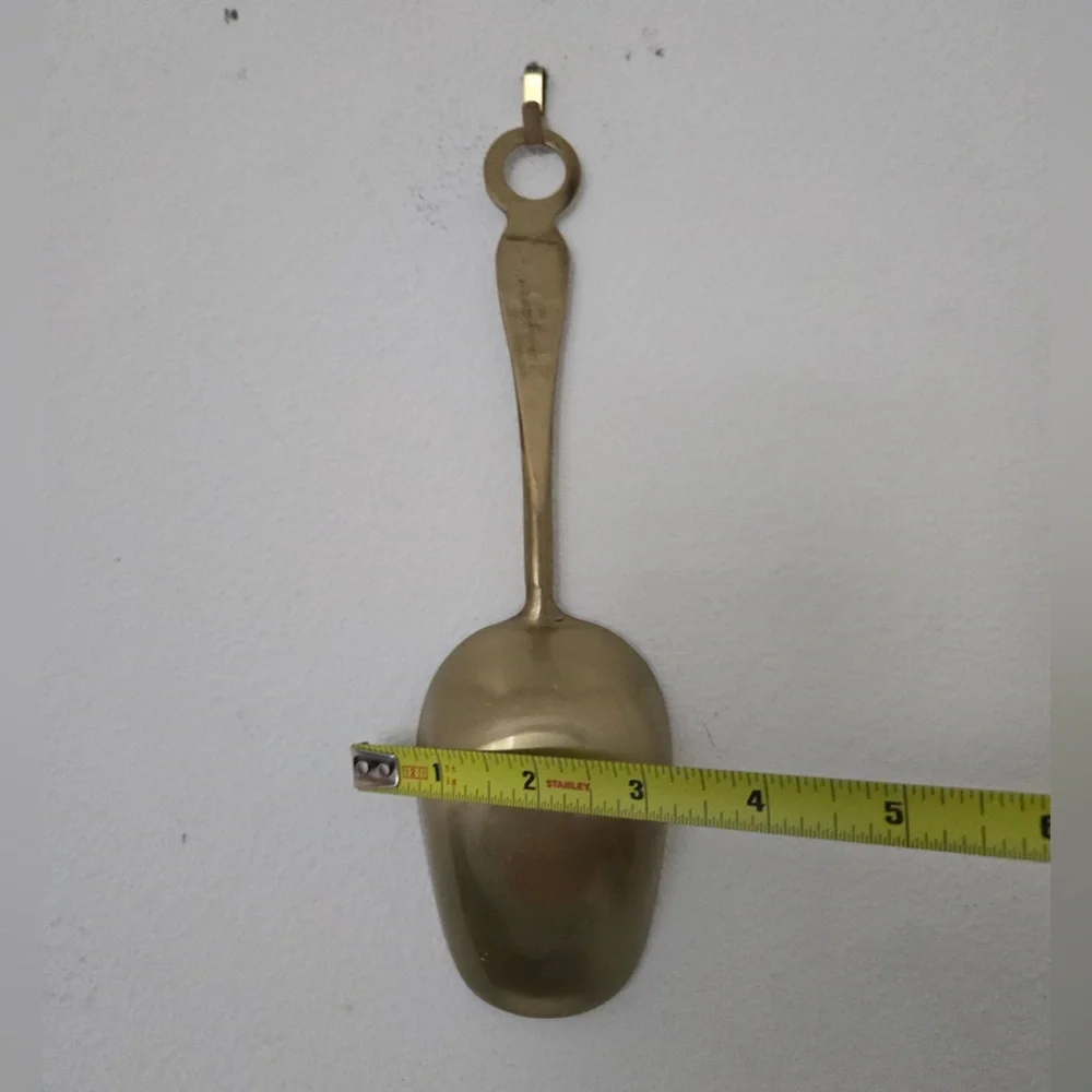 Vintage Solid Brass Kitchen Scoop with Hanging Ring – Farmhouse Pantry Decor